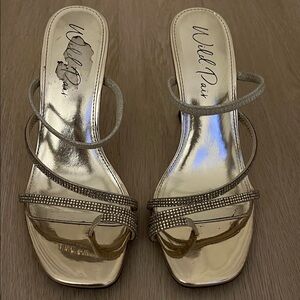 Wild Pair Shimmering Gold Strappy Heels